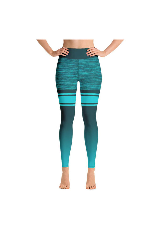 Sea Green Ombre Mid Thigh Yoga Leggings - Objet D'Art