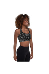 Classic Black Bandana Padded Sports Bra - Objet D'Art