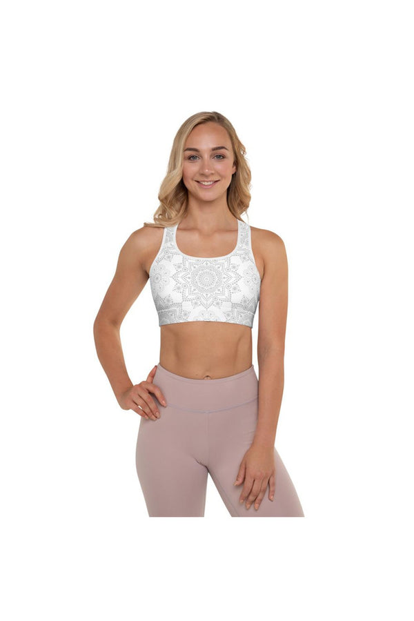 Light Gray Mandala Padded Sports Bra - Objet D'Art