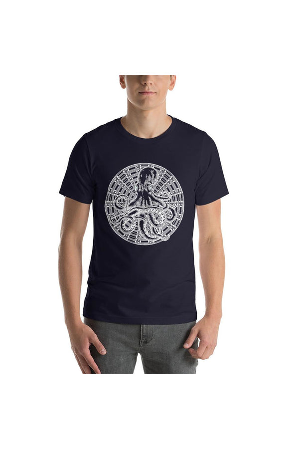 Octopus In Hiding 3001 Unisex Short Sleeve Jersey T-Shirt with Tear Away Label - Objet D'Art