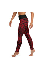 Red & Black Mandala Yoga Leggings - Objet D'Art