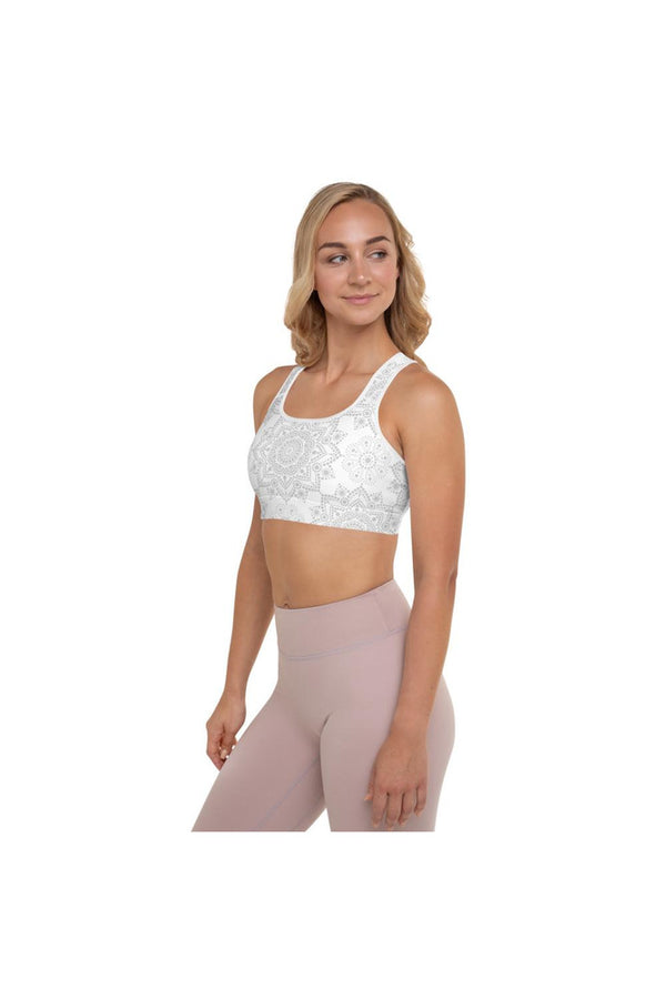 Light Gray Mandala Padded Sports Bra - Objet D'Art