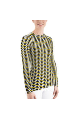 Gold & Black Striped Women's Rash Guard - Objet D'Art