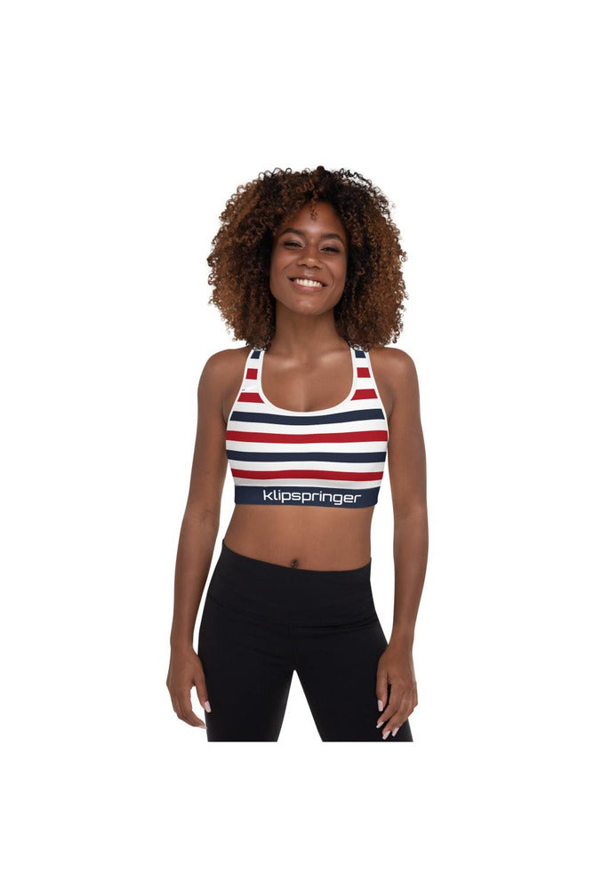 Klipspringer Red White & Blue Padded Sports Bra - Objet D'Art