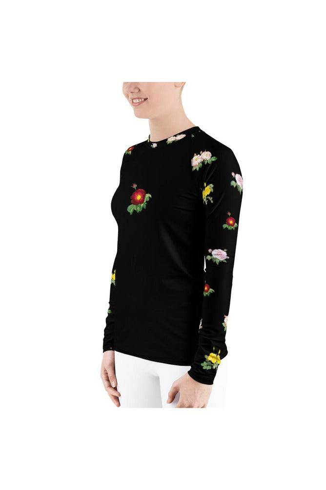 Floral Women's Rash Guard - Objet D'Art