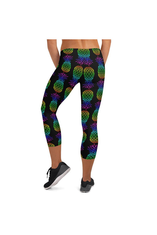 Spectral Pineapple Capri Leggings - Objet D'Art