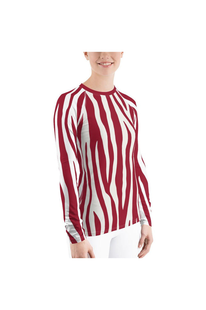 Zebra Striped Women's Rash Guard - Objet D'Art