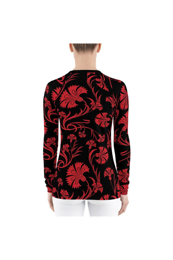 Scarlet Blossoms Women's Rash Guard - Objet D'Art