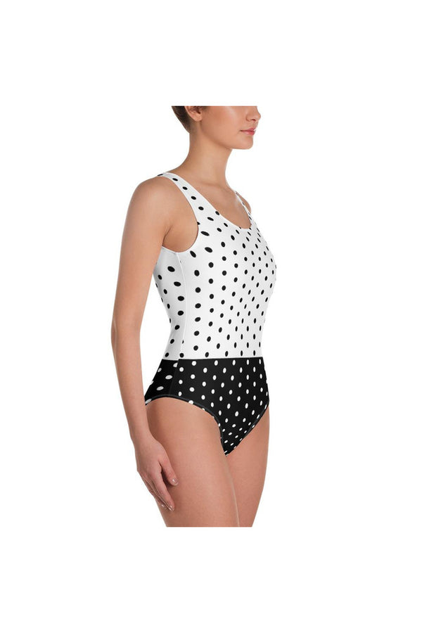 Two-tone Polka-dot One-Piece Swimsuit - Objet D'Art