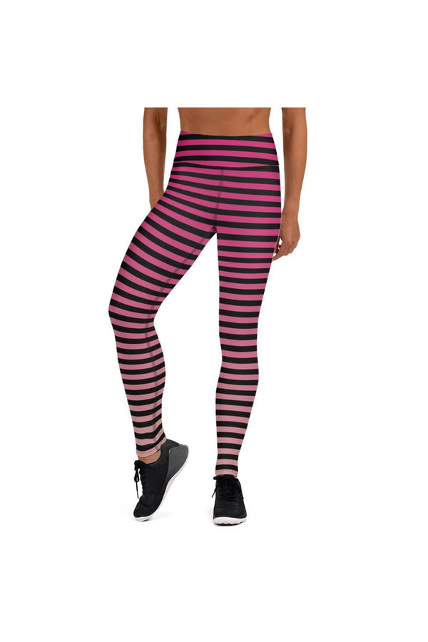 Pink Gradient & Stripes Yoga Leggings - Objet D'Art
