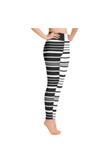 Black and White Striped United Yoga Leggings - Objet D'Art