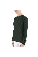 Rose Leaf Green Women's Rash Guard - Objet D'Art