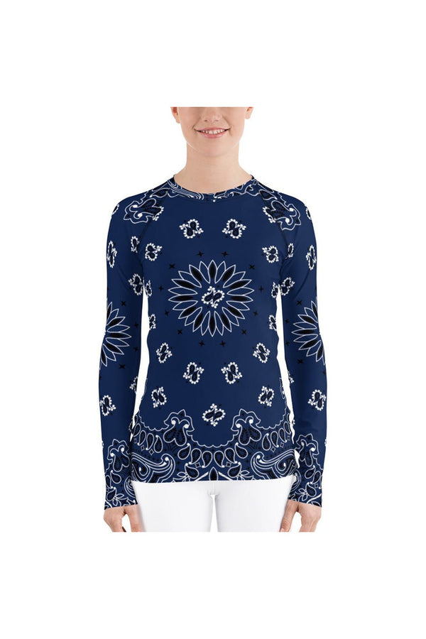 Classic Blue Bandana Women's Rash Guard - Objet D'Art