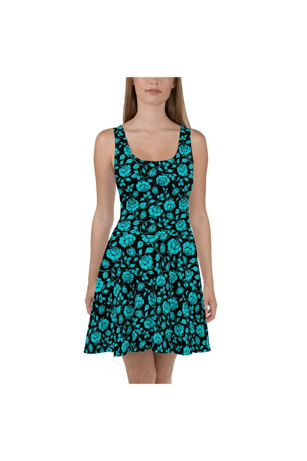 Aqua Rose Skater Dress - Objet D'Art