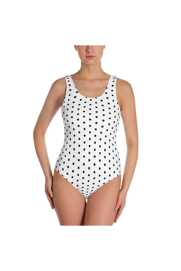 White Polka-dot One-Piece Swimsuit - Objet D'Art