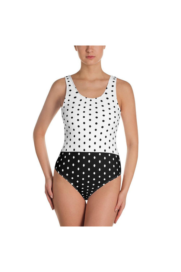 Two-tone Polka-dot One-Piece Swimsuit - Objet D'Art