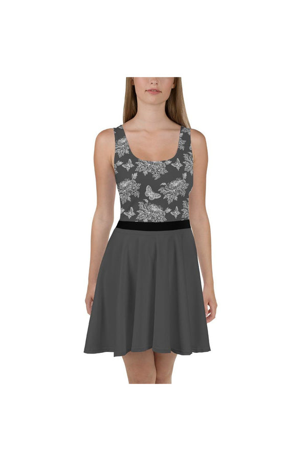 Chrysanthemum and Butterflies Skater Dress - Objet D'Art