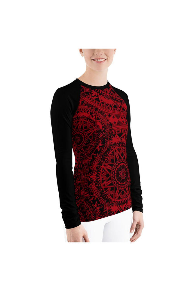 Red & Black Mandala Women's Rash Guard - Objet D'Art