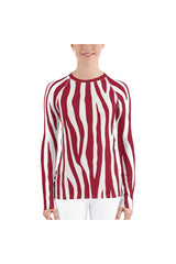 Zebra Striped Women's Rash Guard - Objet D'Art