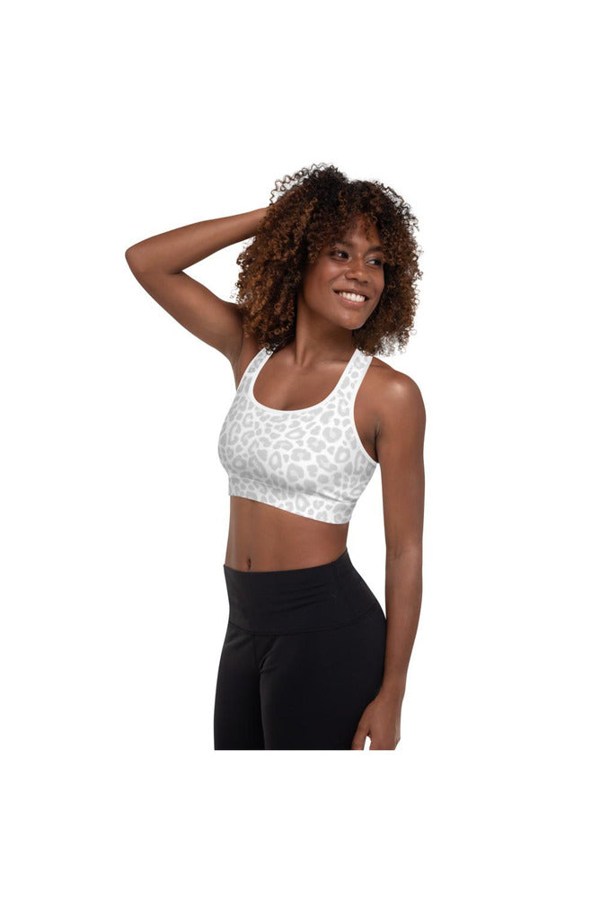 Silver & White Leopard Padded Sports Bra - Objet D'Art