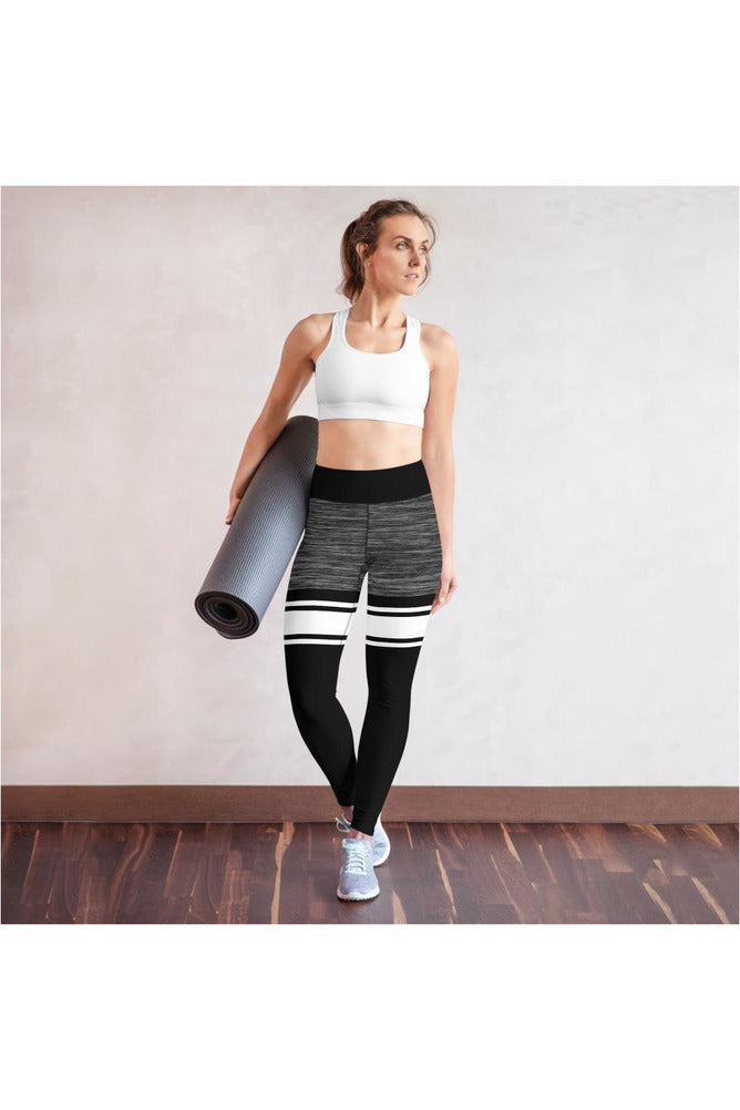 Black and White Mid Thigh Yoga Leggings - Objet D'Art