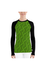 Bright Green Maze Women's Rash Guard - Objet D'Art