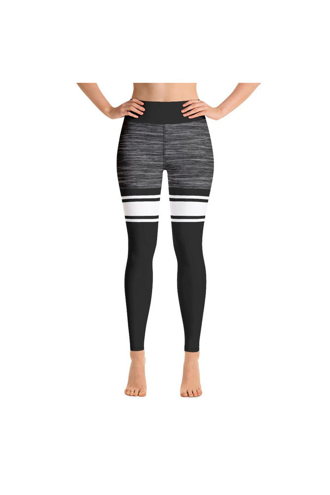 Black and White Mid Thigh Yoga Leggings - Objet D'Art