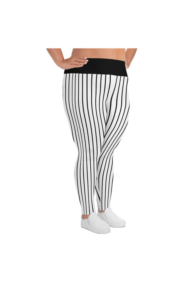 Vertical Stripe Gangster Plus Size Leggings - Objet D'Art