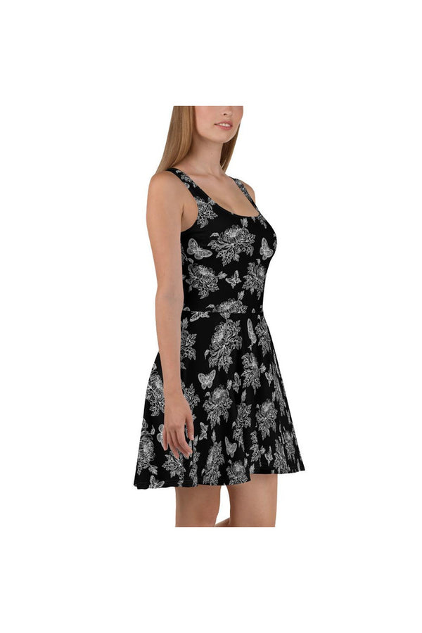 Chrysanthemum and Butterflies Skater Dress - Objet D'Art