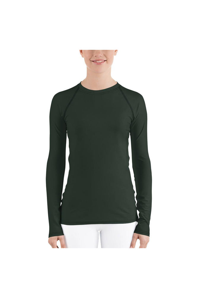 Rose Leaf Green Women's Rash Guard - Objet D'Art