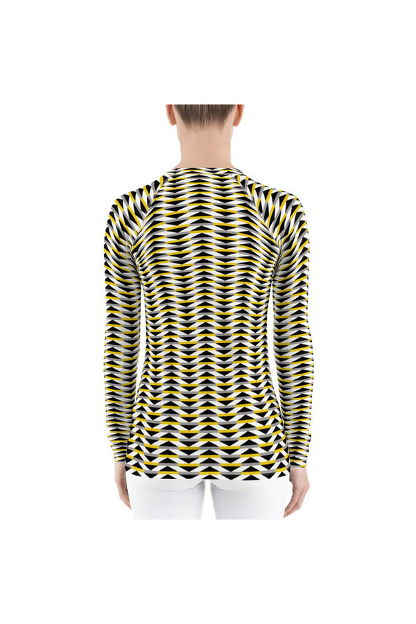 Gold & Black Striped Women's Rash Guard - Objet D'Art