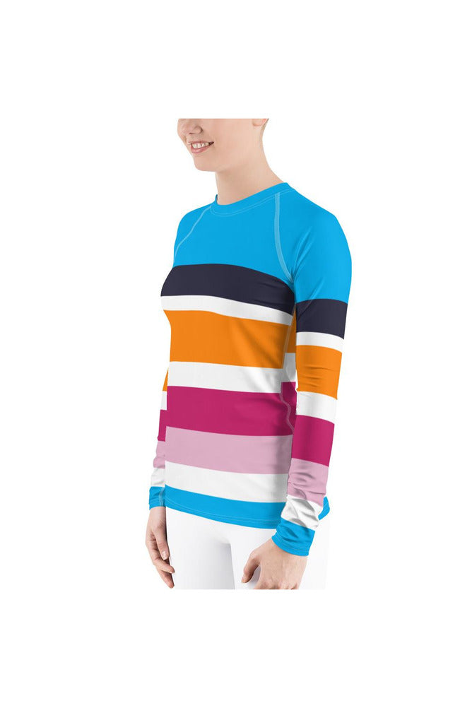 Striped Women's Rash Guard - Objet D'Art