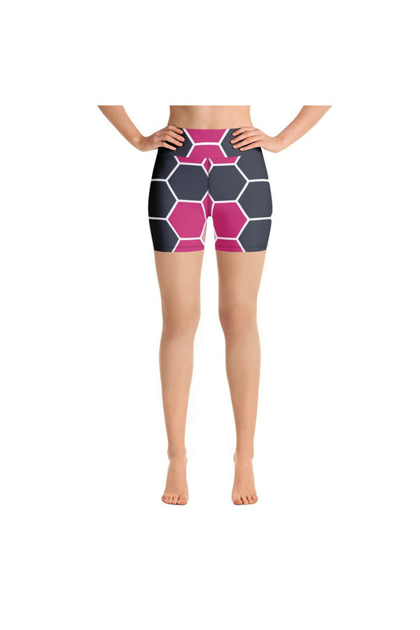 Big Pink HoneycombYoga Shorts - Objet D'Art