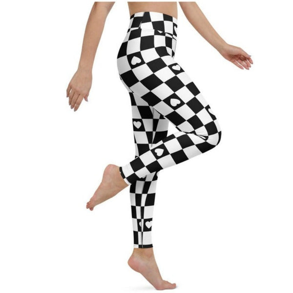 Checkered Hearts Yoga Leggings - Objet D'Art
