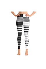 Black and White Striped United Yoga Leggings - Objet D'Art