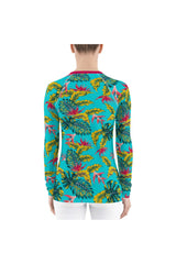 Palm Blue Women's Rash Guard - Objet D'Art