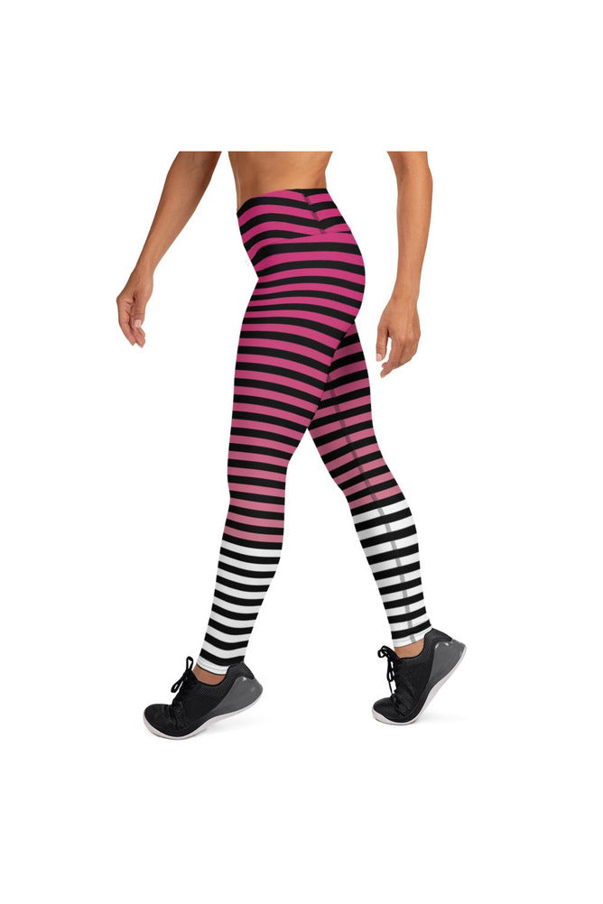 Pink & White Stripes Yoga Leggings - Objet D'Art