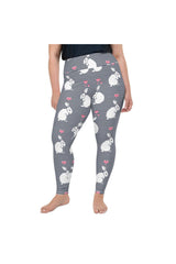 White Rabbit & Pink Hearts Plus Size Leggings - Objet D'Art