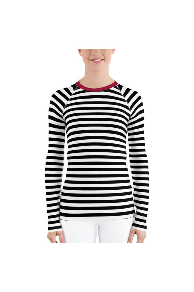 Jester Red Stripe Women's Rash Guard - Objet D'Art