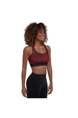 Red & Black Mandala Padded Sports Bra - Objet D'Art