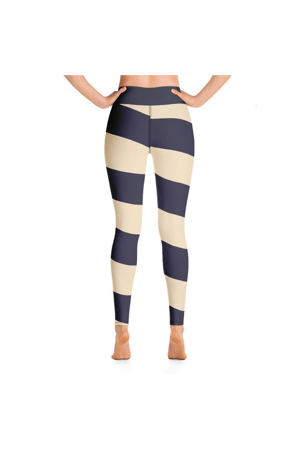 Eclipse Blue Striped Yoga Leggings - Objet D'Art