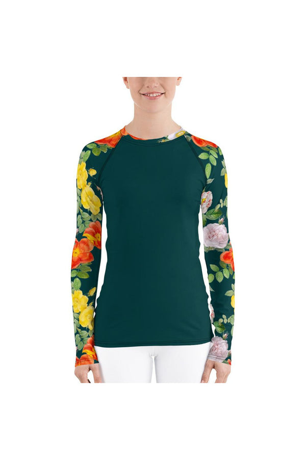 Floral Women's Rash Guard - Objet D'Art