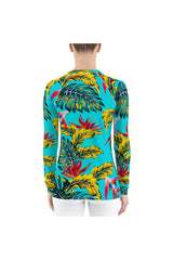 Palms on Robin's Egg Blue Women's Rash Guard - Objet D'Art