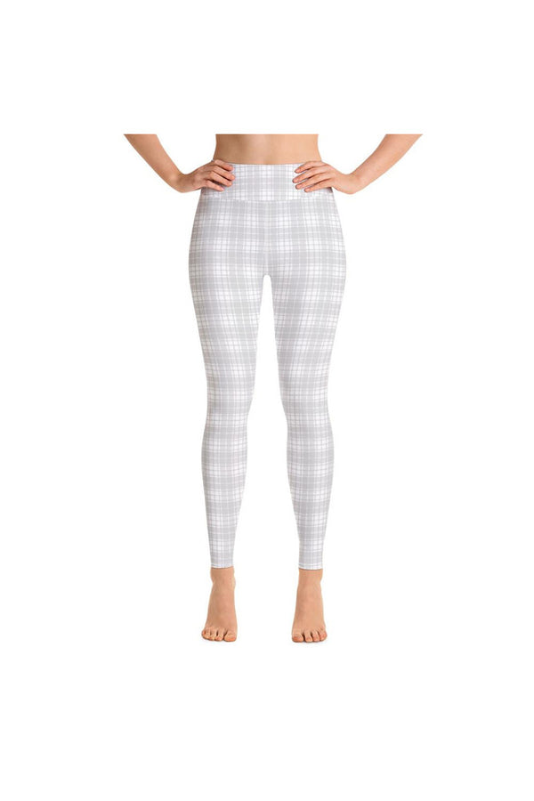 Silver & White Plaid Yoga Leggings - Objet D'Art