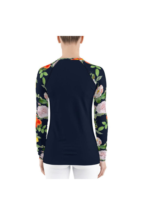 Floral Women's Rash Guard - Objet D'Art