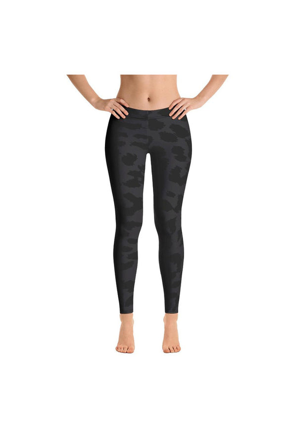 Dark Gray and Black Leopard All-Over Print Leggings - Objet D'Art Online Retail Store