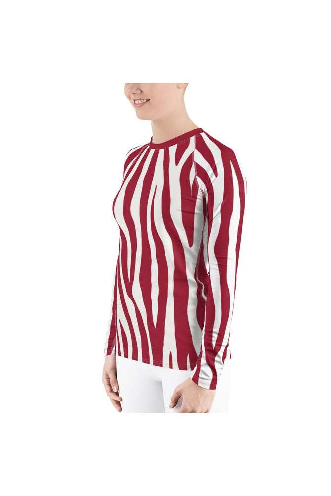 Zebra Striped Women's Rash Guard - Objet D'Art