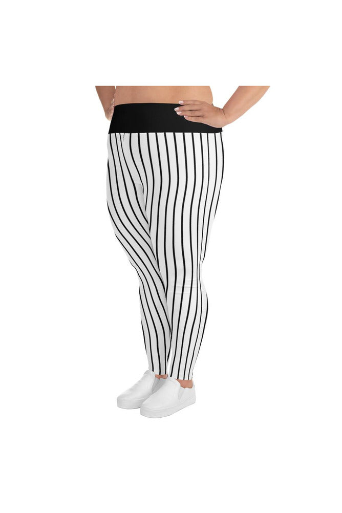 Vertical Stripe Gangster Plus Size Leggings - Objet D'Art