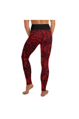 Red & Black Mandala Yoga Leggings - Objet D'Art