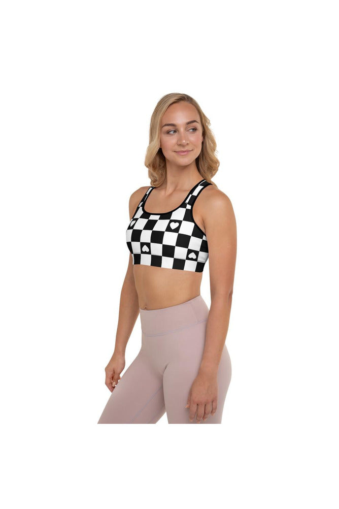 Checkered Hearts Padded Sports Bra - Objet D'Art